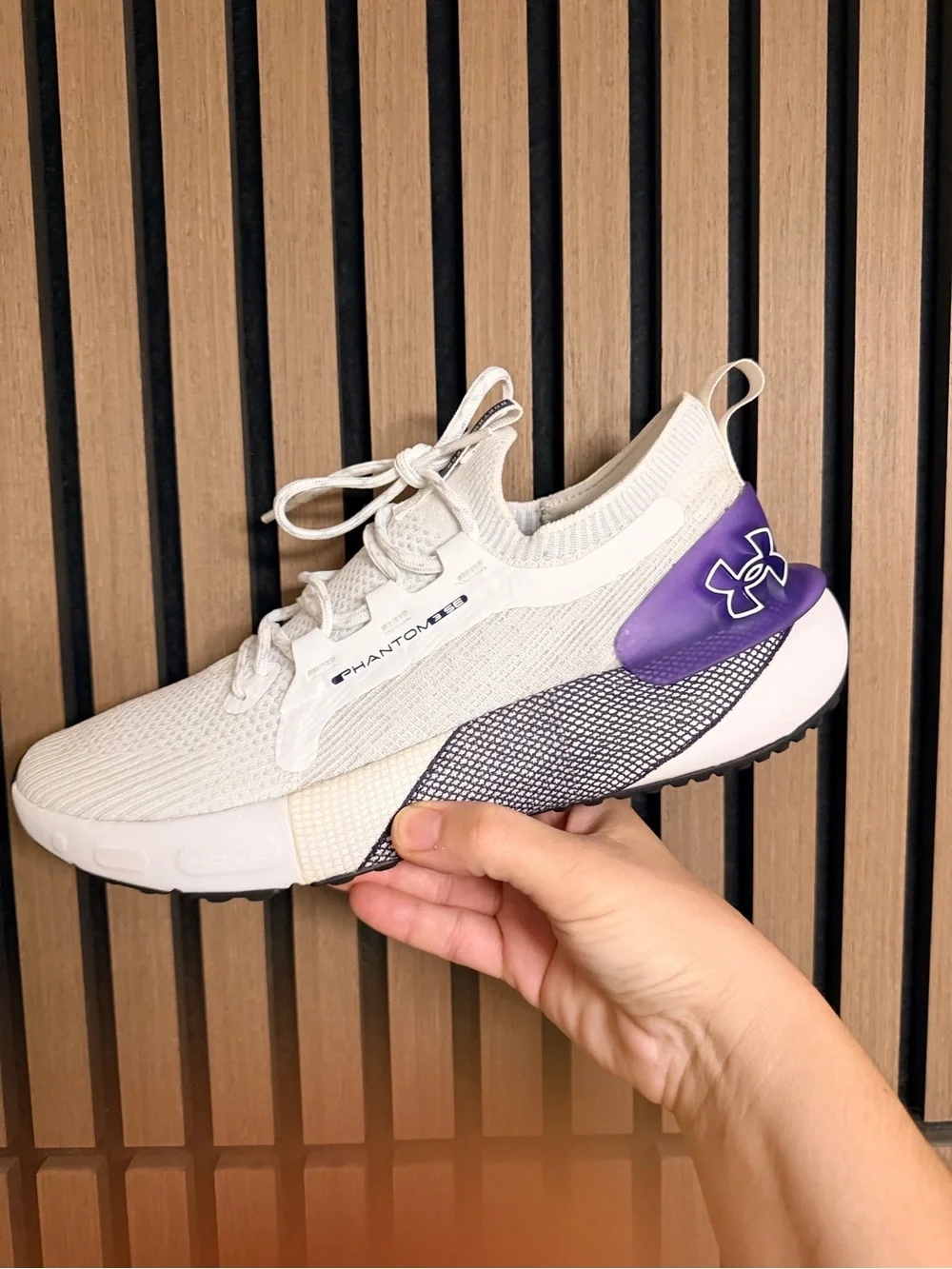 Under Armour Men's White and Purple Phantom Training Sneakers